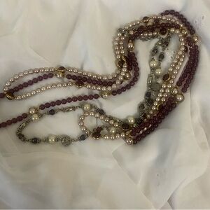LOT purple beaded necklaces